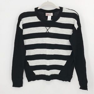 SO Striped Waffle Knit Sweater Top